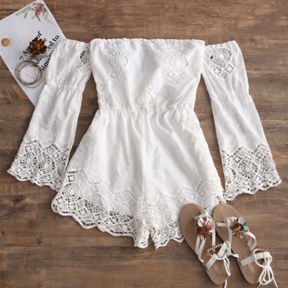White strapless romper from Zaful